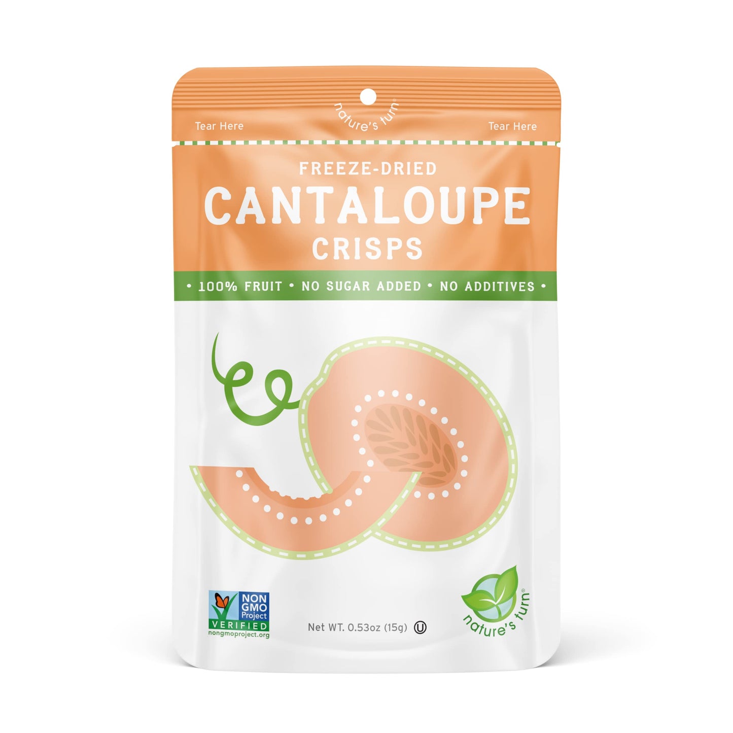 Natures Turn Freeze-Dried Fruit Snacks, Cantaloupe Crisps, Pack Of 12 (0.53 Oz Each)