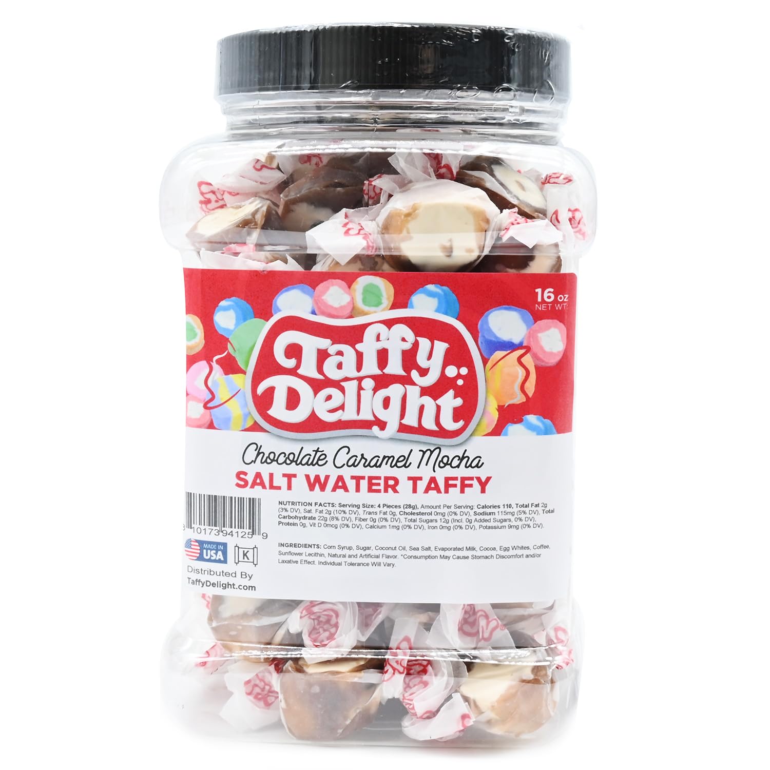 Taffy Delight Salt Water Taffy (16oz, Chocolate Caramel Mocha)