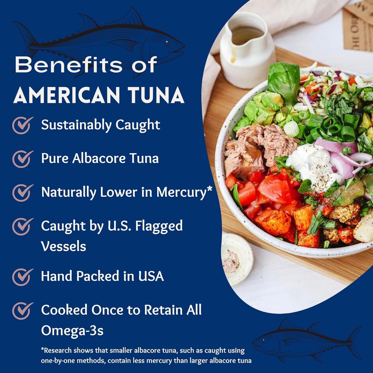 Wild Albacore Tuna Fish By American Tuna - No Salt Added, Wild Caught, Msc Certified, And One-By-One Pole Caught | (6) 6 Ounce C