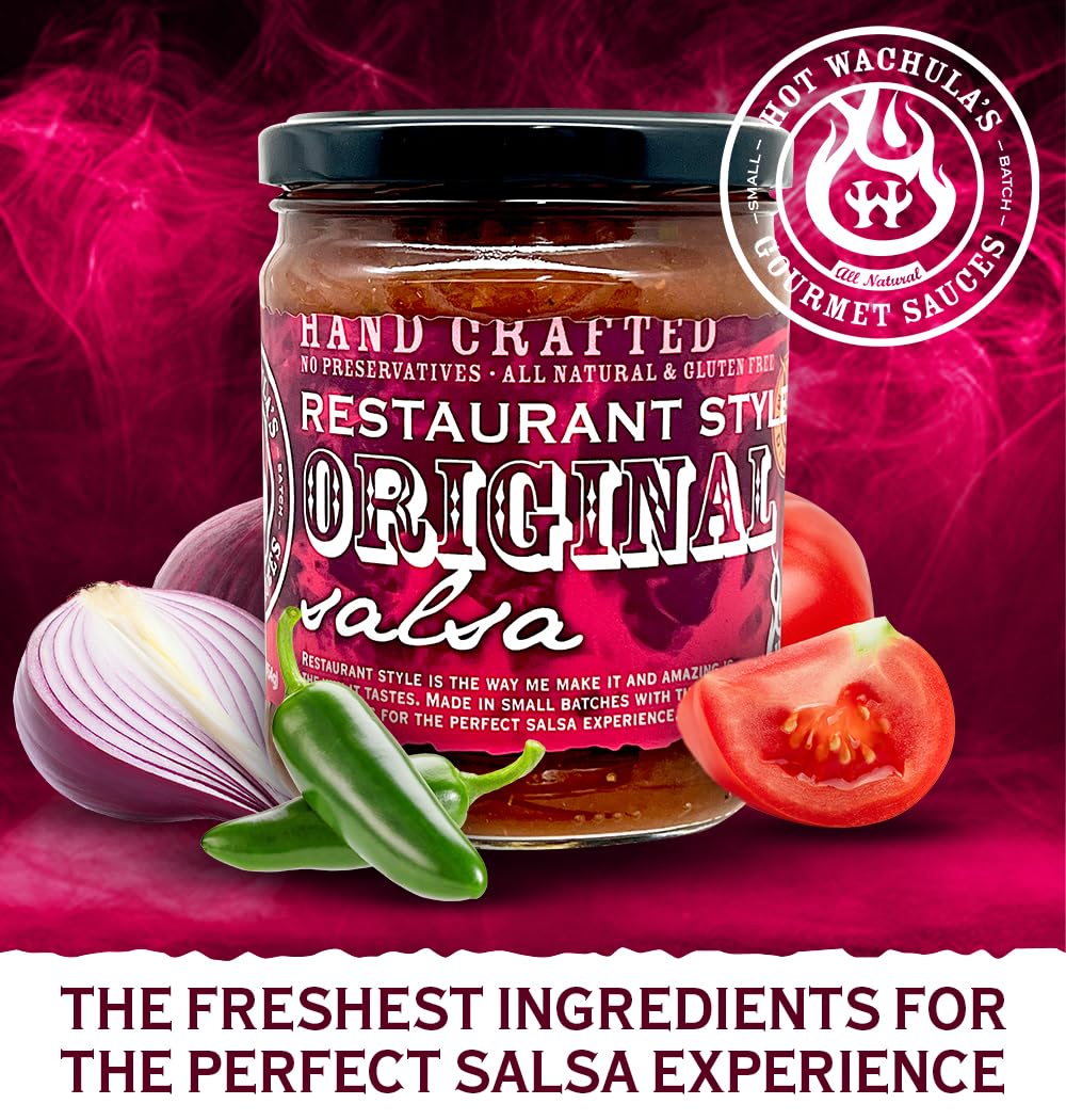 Hot Wachulas Restaurant Style Salsa, Medium, Hand Crafted, Gluten Free, No Sugar Added, 16 oz