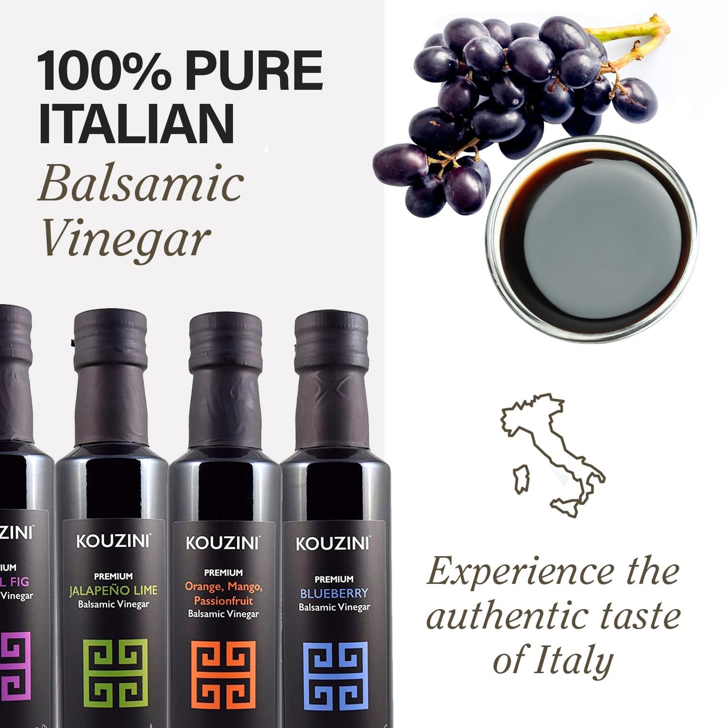 Kouzini Ultra Premium Balsamic Vinegar 250Ml 6 Pack Bottle Set, Aged Balsamic Vinegars From Modena, Italy, Premium, Smooth & Ful