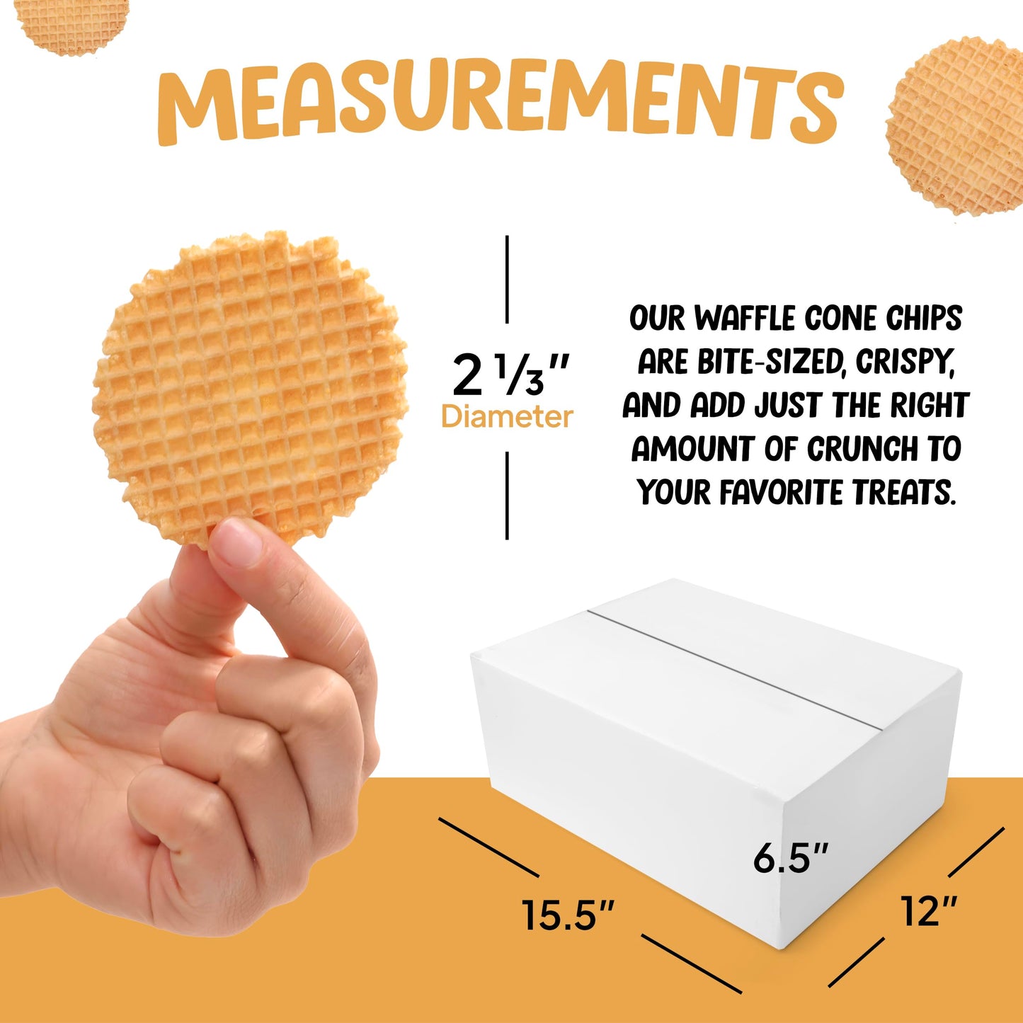 Rooted In Rare Waffle Cone Chips - Round Crispy Waffle Cookies - 9 lbs Bulk Pack - Brown