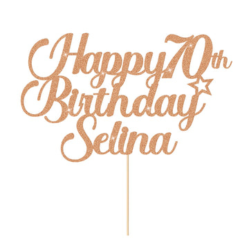 Personalized Happy Birthday Cake Topper Cake Decorations Double Sided Glitter Cake Toppers Custom Gifts For Women Men Friend Wit