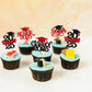 Gyufise Graduation Cupcake Toppers, 24Pcs Glitter Picks for Class of 2025, Red Paper Decorations