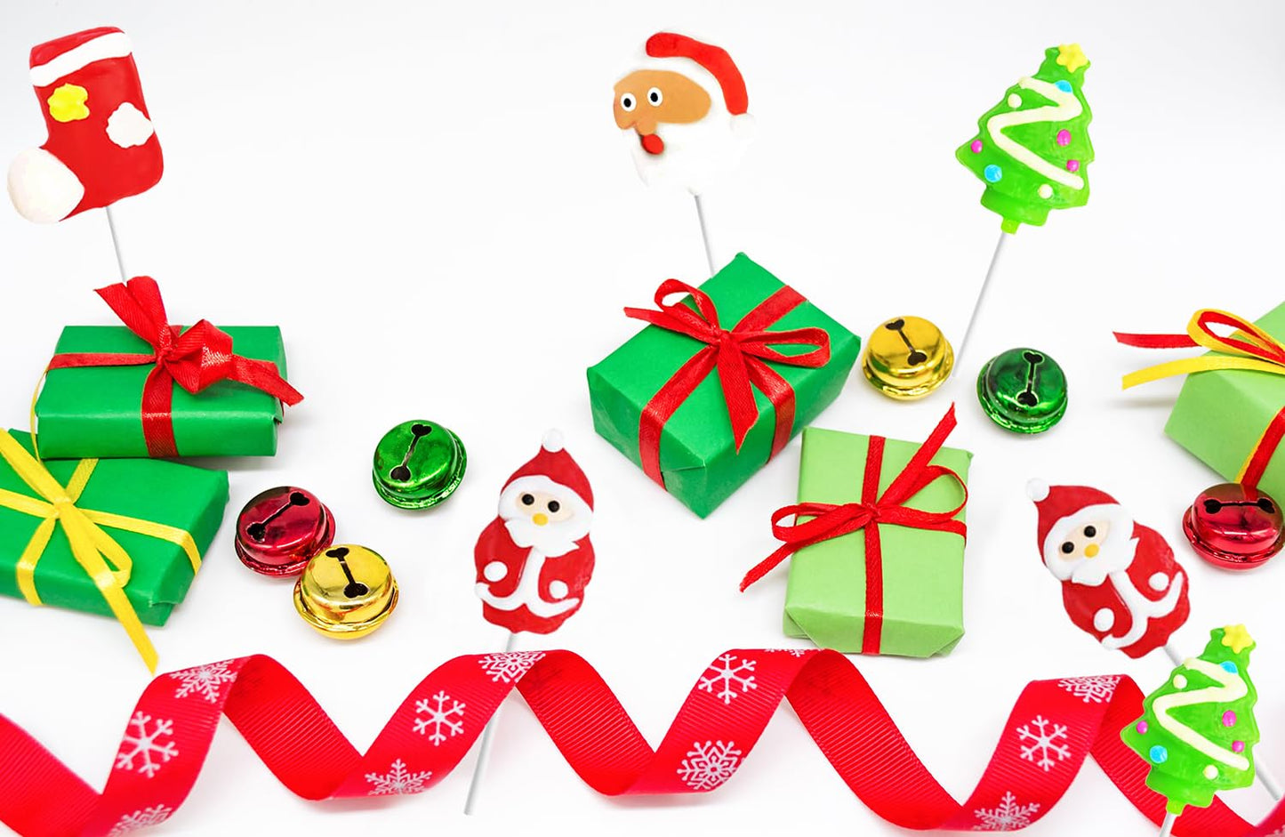 Fruidles Christmas Lollipop 12-Pack - Santa Clause, Christmas Tree, Candy Canes, Multi Color, Individually Wrapped