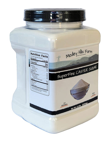 Superfine Caster Sugar By Medley Hills Farm in Reusable Container 2.5 lbs. - superfine sugar for baking of homemade treats, icin