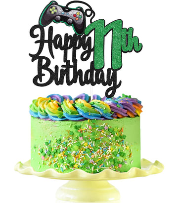 Video Game Happy 11Th Birthday Cake Topper - Video Game Boy'S 11Th Birthday Party Cake Supplies - Game On Level Up Winner Party