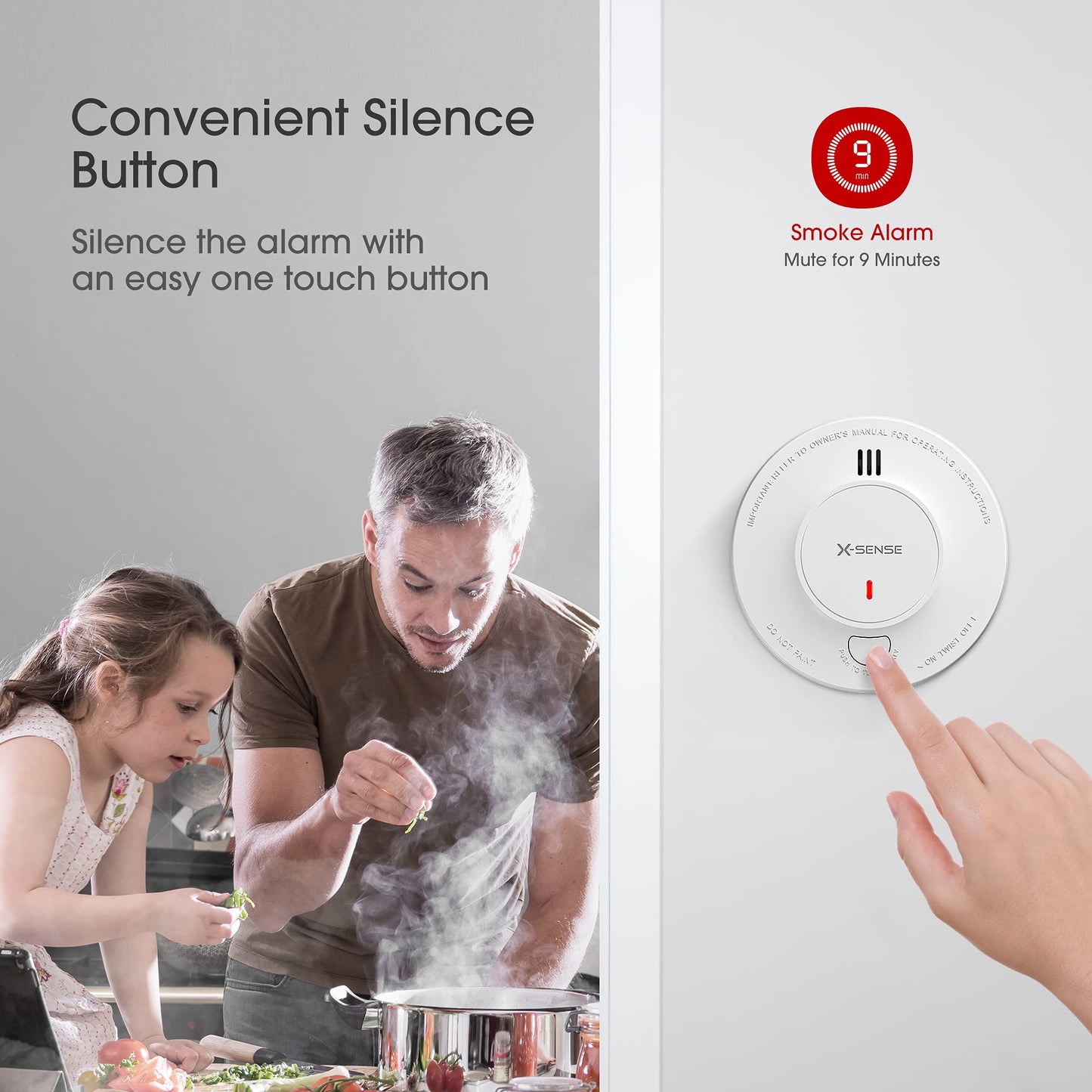 X-Sense Smoke Alarm, 10-Year Battery Fire Alarm Smoke Detector With Led Indicator & Silence Button, Sd2J0Ax, Pack Of 5