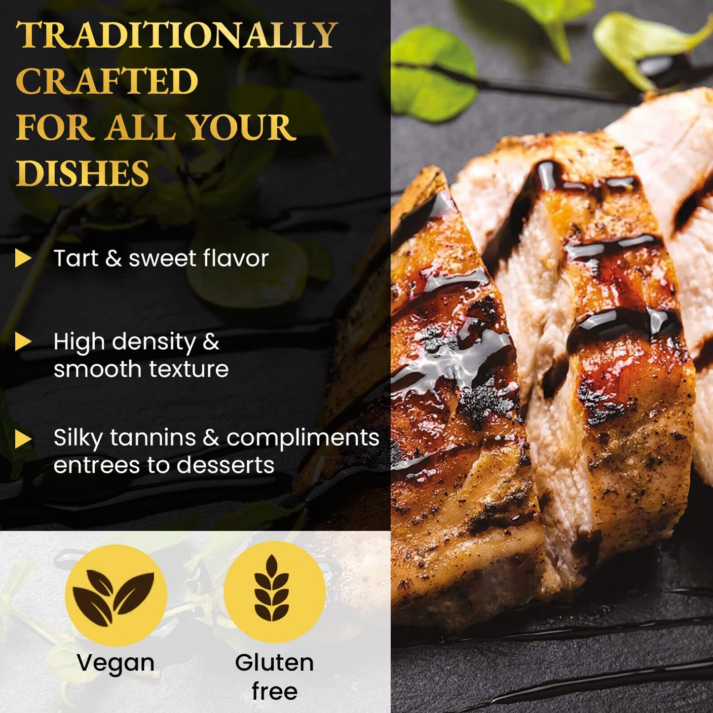 Ponti Organic Glaze With Balsamic Vinegar 8.82Oz (250Ml) - Italian - Perfect For Meats Pastas Salads - Drizzle Tart Sweet Carame