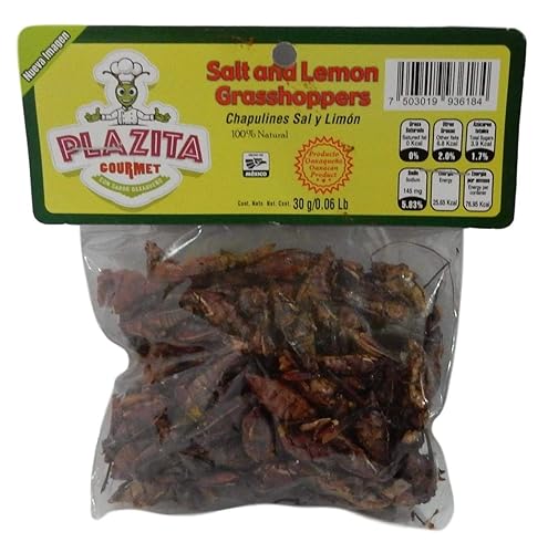 chapulines Oaxaca (grasshoppers) - gourmet edible insects from Oaxaca Mexico 30 g - 1.06 Oz (Salt and Lemon)