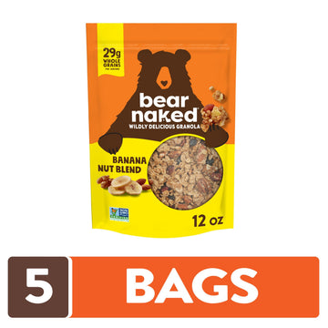 Bear Naked Granola Cereal  Whole Grain Granola  Breakfast Snacks  Banana Nut Blend (5 Bags)