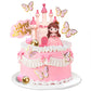 19 Pcs Princess Cake Topper Castle Cake Decoration With Butterflies And Balls For Girl Kid Happy Birthday Party Decorations Prin
