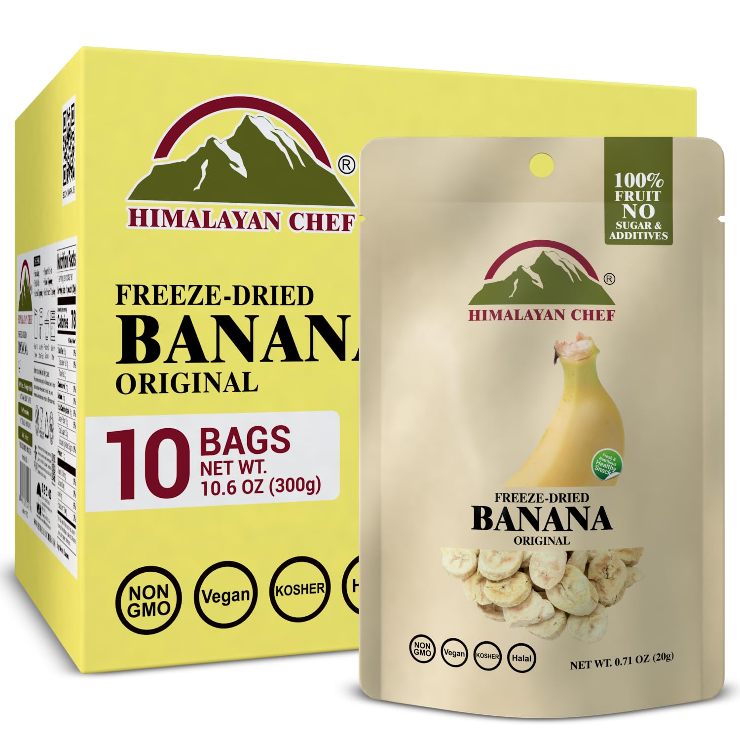Himalayan Chef Freeze-Dried Fruit  Freeze-Dried Banana Crisp  20g/EACH 10 Bags | Healthy Snacks  Organic Fruits Snacks | Ideal Snacks for Kids & mature-themed