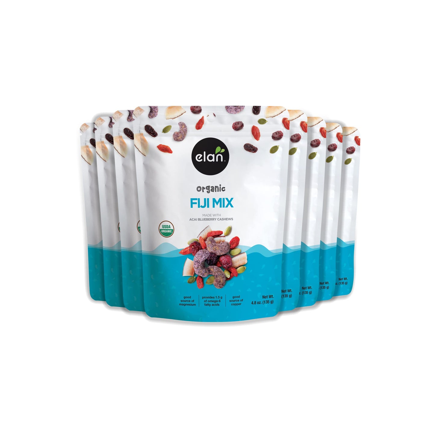 Elan Organic Fiji Mix, Non-GMO, Gluten-Free, Vegan, Kosher, Dried Fruits (Dried Goji Berries, Dried Cranberries), Superfood Infu
