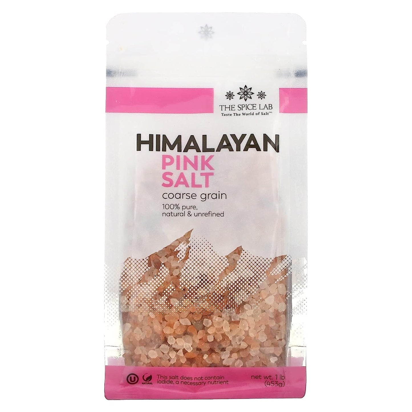The Spice Lab Himalayan Salt - Coarse 1 Pound - Pink Himalayan Salt is Nutrient and Mineral Dense for Health - Gourmet Pure Crys