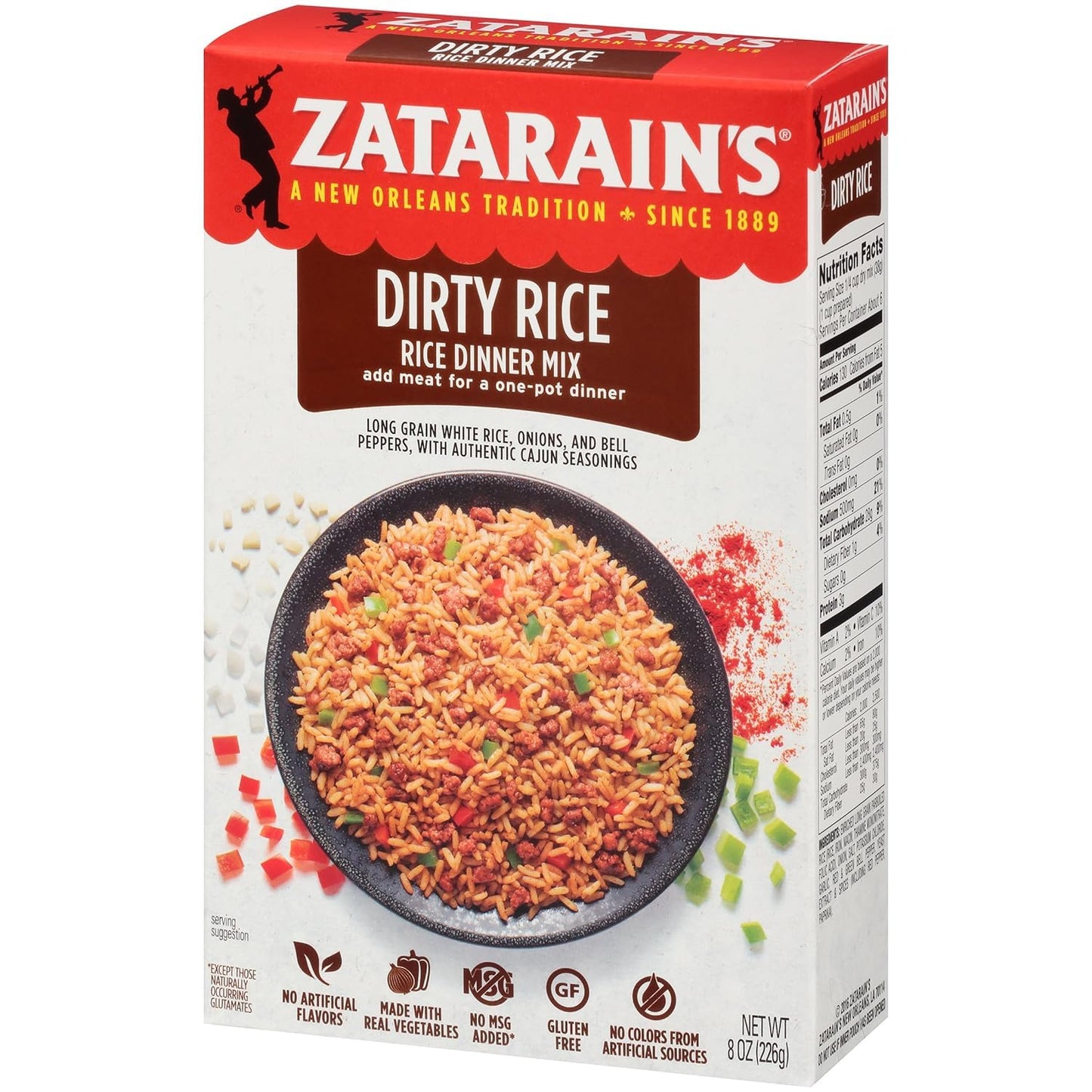 Zatarains Dirty Rice Mix, Reduced Sodium, 8 oz, Pack of 12