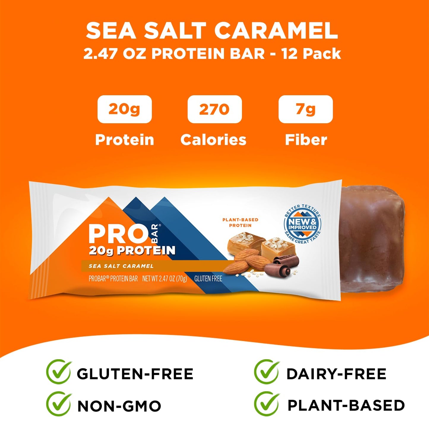 Probar - Protein Bar, Sea Salt Caramel, Non-Gmo, Gluten-Free, Healthy, Plant-Based, Whole-Food Ingredients, Natural Energy (12 C