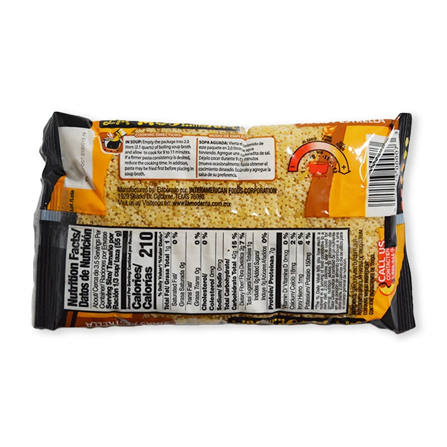 La Moderna Stars Pasta, Noodles, Durum Wheat, Protein, Fiber, Vitamins, 7 Oz (Pack of 5)