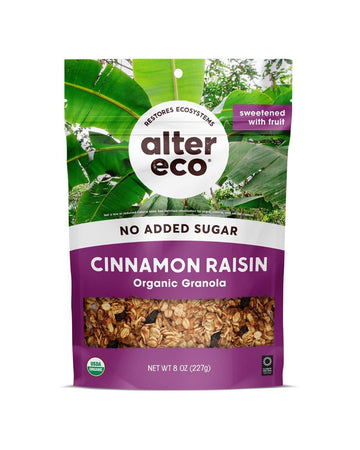Alter Eco Cinnamon Raisin Granola, Healthy, Organic Breakfast & Snack, Naturally Sweetened with Fruit, Vegan, No Artificial Suga
