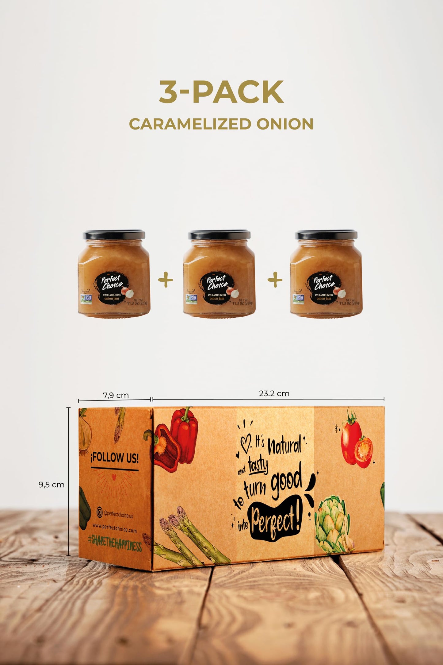 Perfect Choice Caramelized Onion - Delicious Spread On Burgers, Meats, Cheeses & More - Ready-To-Eat - 11.3 Oz (Pack Of 3)