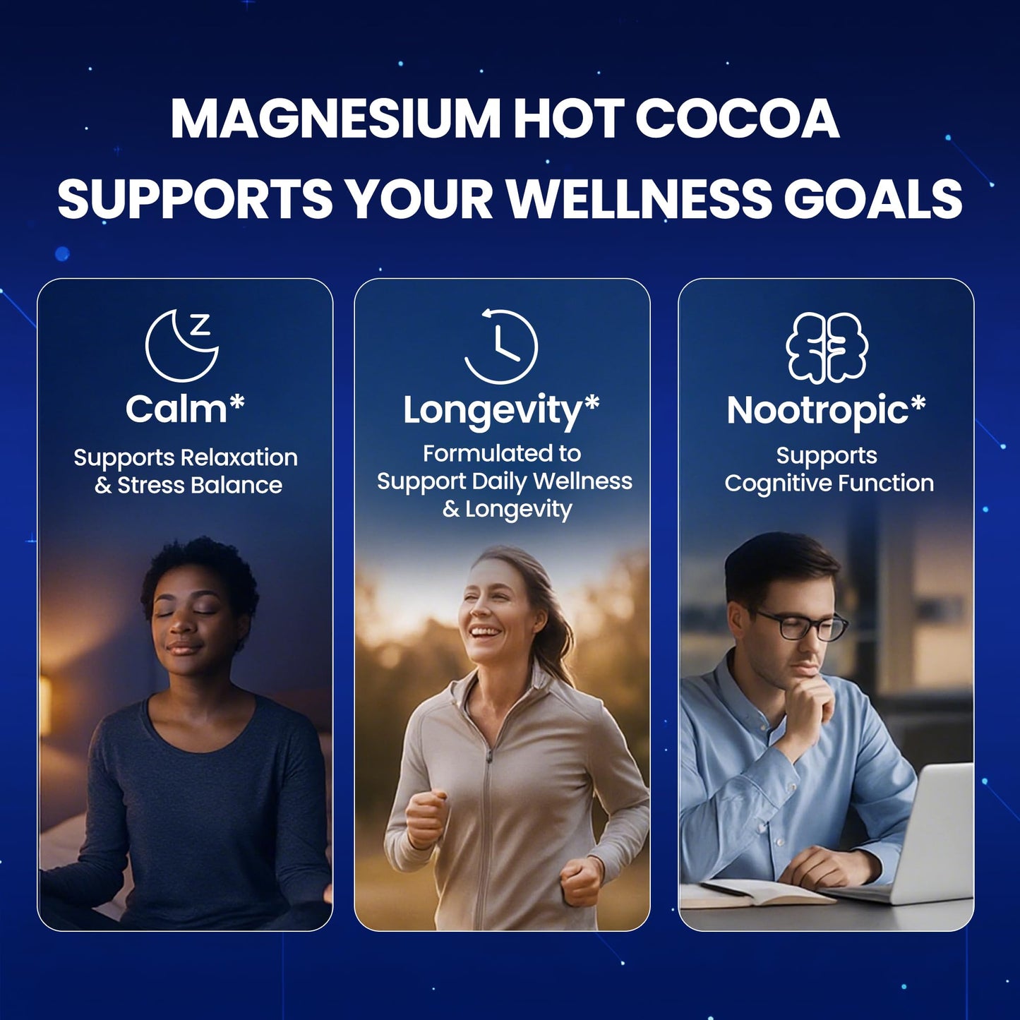 Magnesium Hot Cocoa Powder Mix | Superfood Sleep Powder with 10 Mushrooms, Magnesium Glycinate & L-Theanine | Plant-Based, Keto-