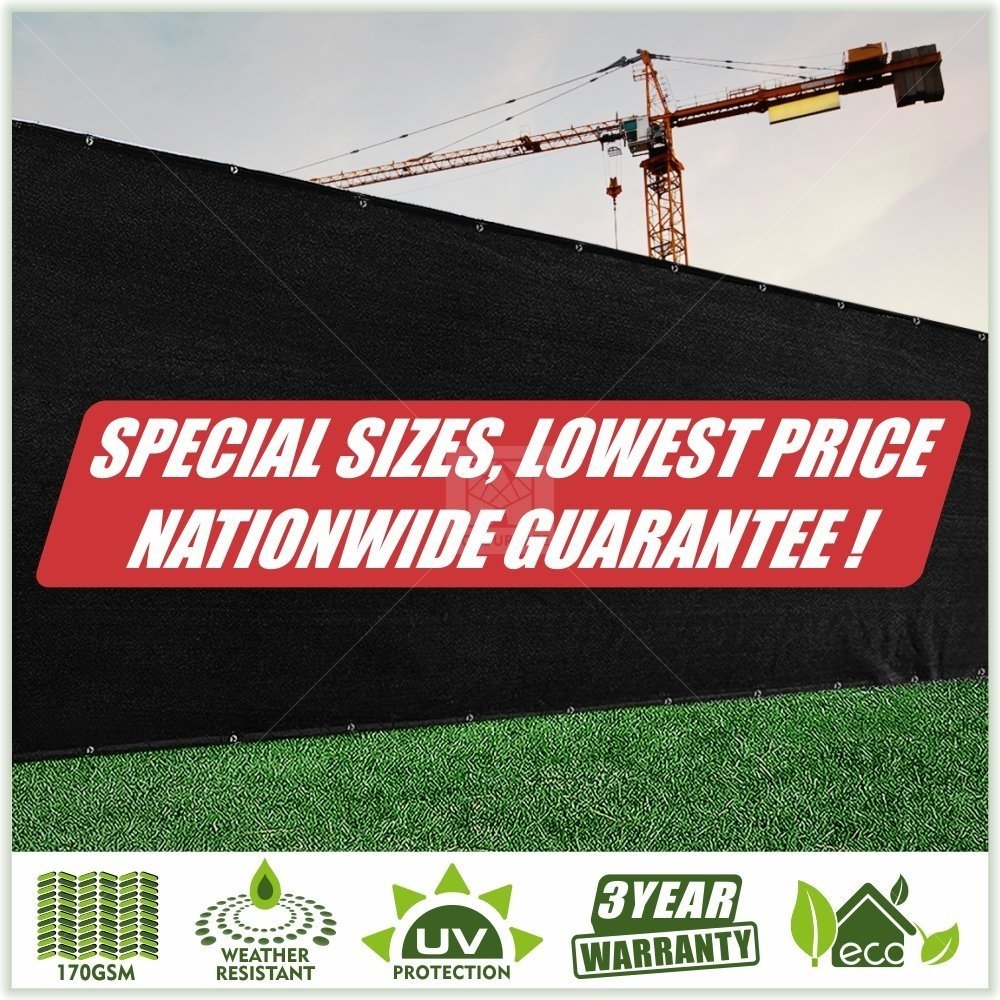 Colourtree Customized Size Fence Screen Privacy Screen Black 6 X 46 - Commercial Grade 170 Gsm - Heavy Duty - 3 Years Warranty -