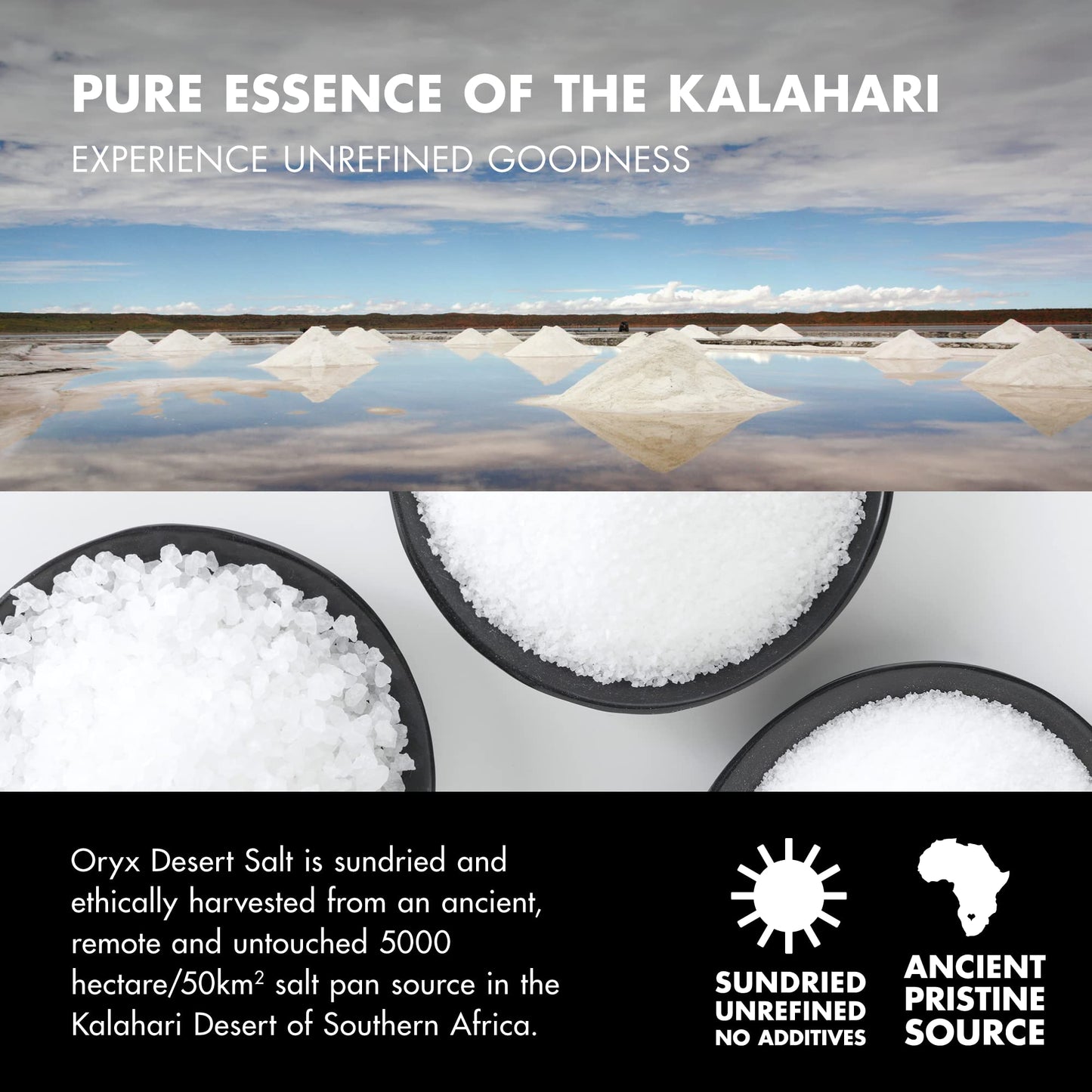 Oryx Desert Salt Grinder - Ceramic Mill For Coarse Kosher Salt - Naturally Organic Seasoning - Alternative To Sea Salt, Himalayan & Rock Salt, From Salt Lakes In The Kalahari Desert,3.52 Oz