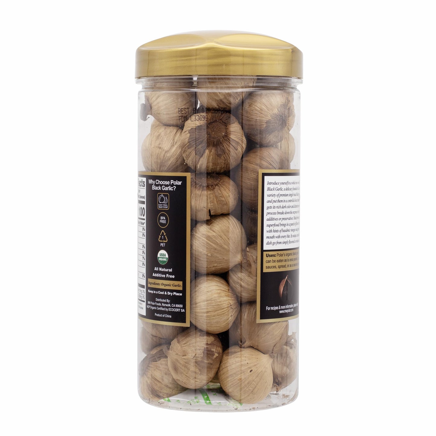MW Polar Organic Black Garlic, Whole Bulbs, Easy Peel, 20 oz, Pack of 1, Kosher Friendly, All Natural