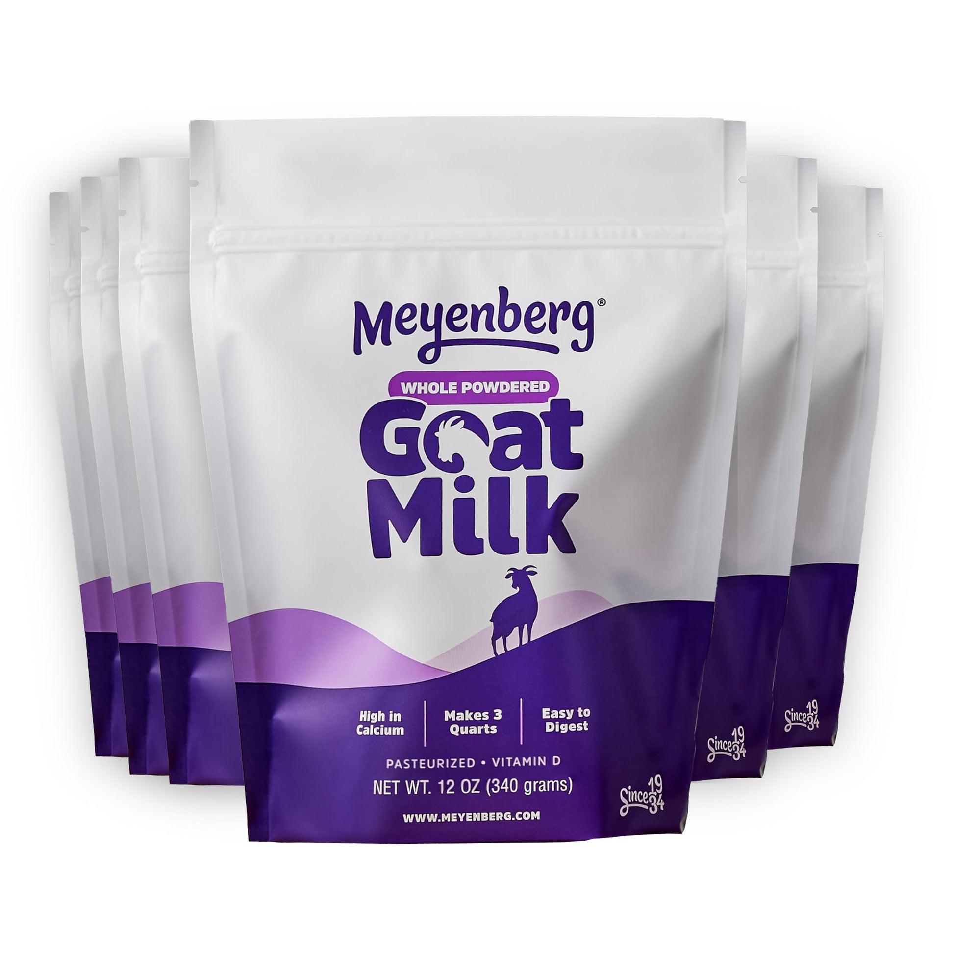 Meyenberg Whole Powdered Goat Milk, Resealable Pouch, Vitamin D, Gluten Free, Keto, Kosher, 12 Fl Oz (Pack Of 6)