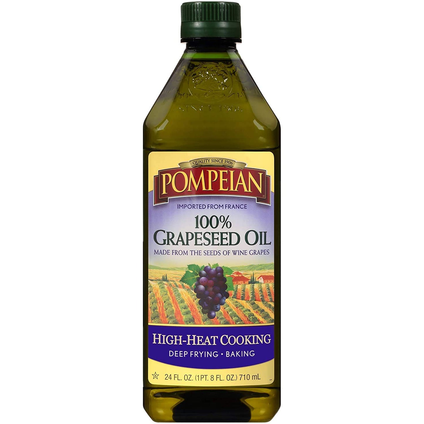 Pompeian 100% Grapeseed Oil, Light And Subtle Flavor, Perfect For High-Heat Cooking, Deep Frying And Baking, Rich In Vitamin E, 