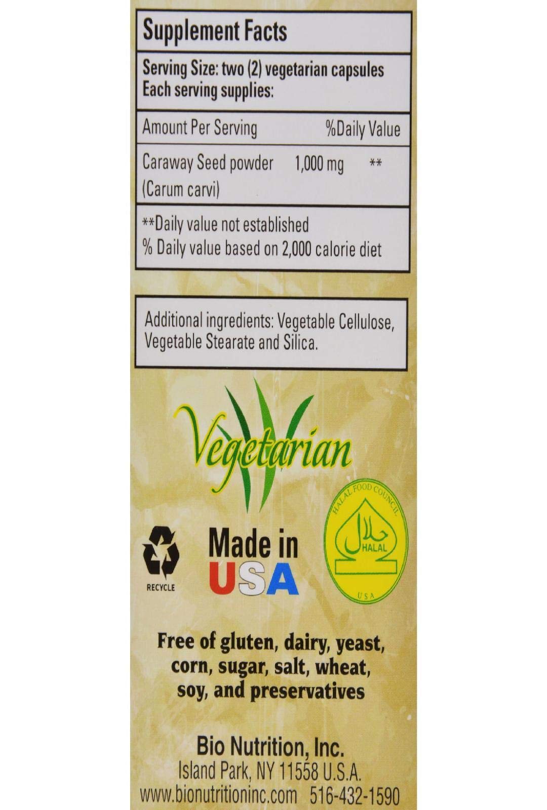 Bio Nutrition Caraway Seed Vcaps, 1,000 IU, 60 Count, Dietary dietary product