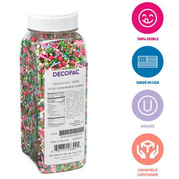 DECOPAC Merry & Bright Deluxe Fusion Mix Candy Sprinkles, 26oz, Fancy Christmas Sprinkles, Edible Festive Sprinkles For Celebrat