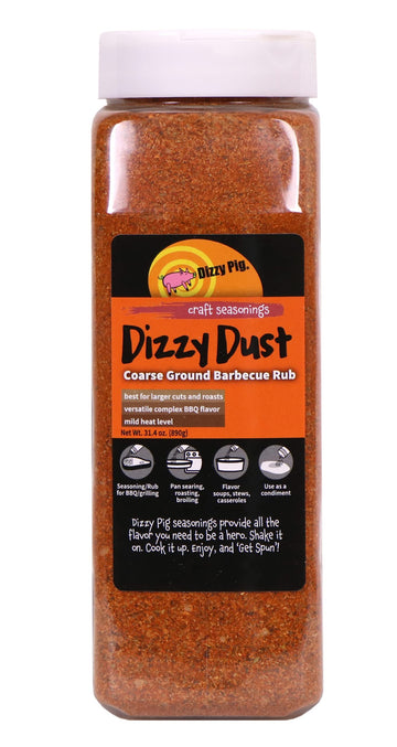 Dizzy Pig Coarse Grind Dizzy Dust All-Purpose Barbecue Seasoning Rub (Quart Shaker) - Seasons Around 120Lbs Of Food - Hand Made