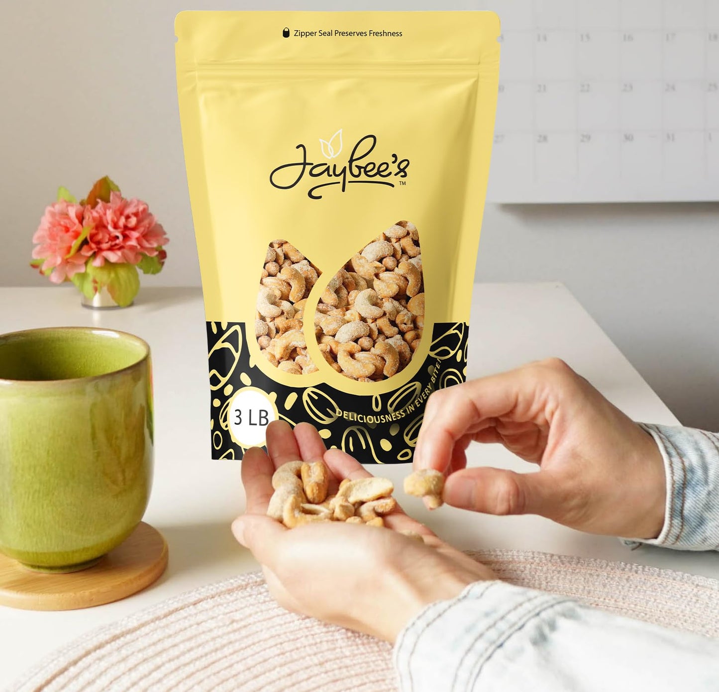 Dill Pickle Cashews 3 Pounds | Gourmet Roasted Cashews - Tangy, Savory, And Crunchy Snack - High-Protein, Vegan Friendly - Perfe