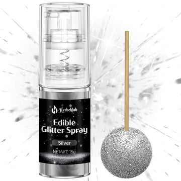 Silver Edible Glitter Spray - 15g Edible Silver Glitter for Cakes Food Grade Metallic Shimmer Powder Cake Sprinkles for Cookie D