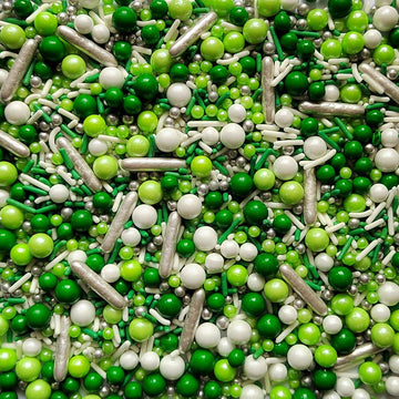 Edible Green White Pearl Sugar Sprinkles Candy Mix Size Baking Edible Cake Decorations Cupcake Toppers Cookie Decorating Wedding