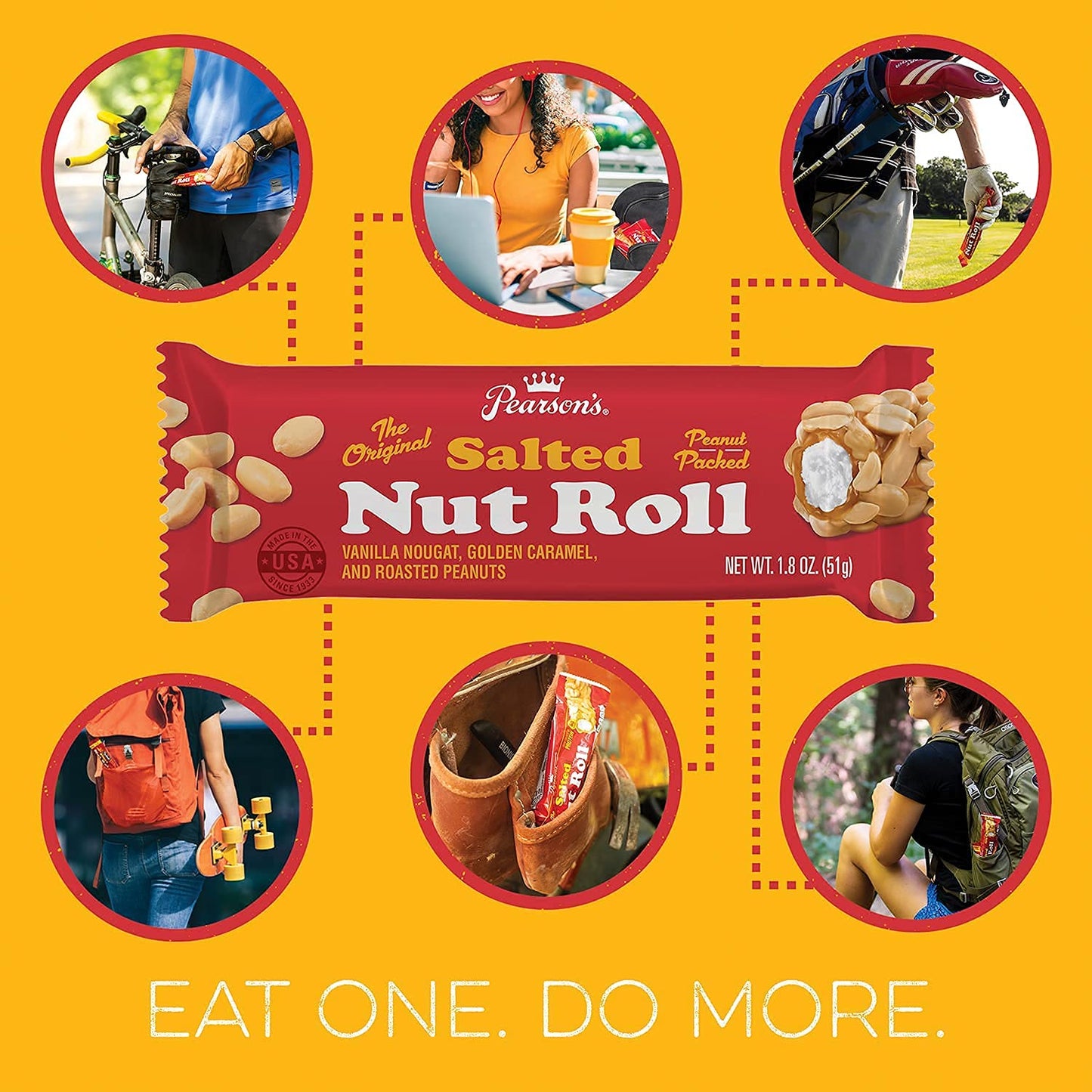 Pearson'S Original Salted Nut Roll | Peanut, Caramel, Nougat Candy | 24 Full- Size Candy Bars |Bulk, Individually Wrapped