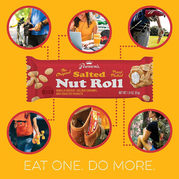 Pearson'S Original Salted Nut Roll | Peanut, Caramel, Nougat Candy | 24 Full- Size Candy Bars |Bulk, Individually Wrapped