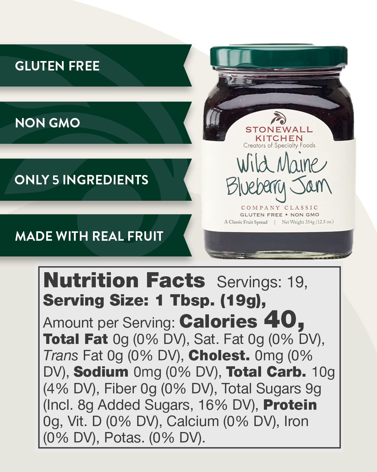 Stonewall Kitchen Wild Maine Blueberry Jam, 12.5 Ounces (Pack Of 2)