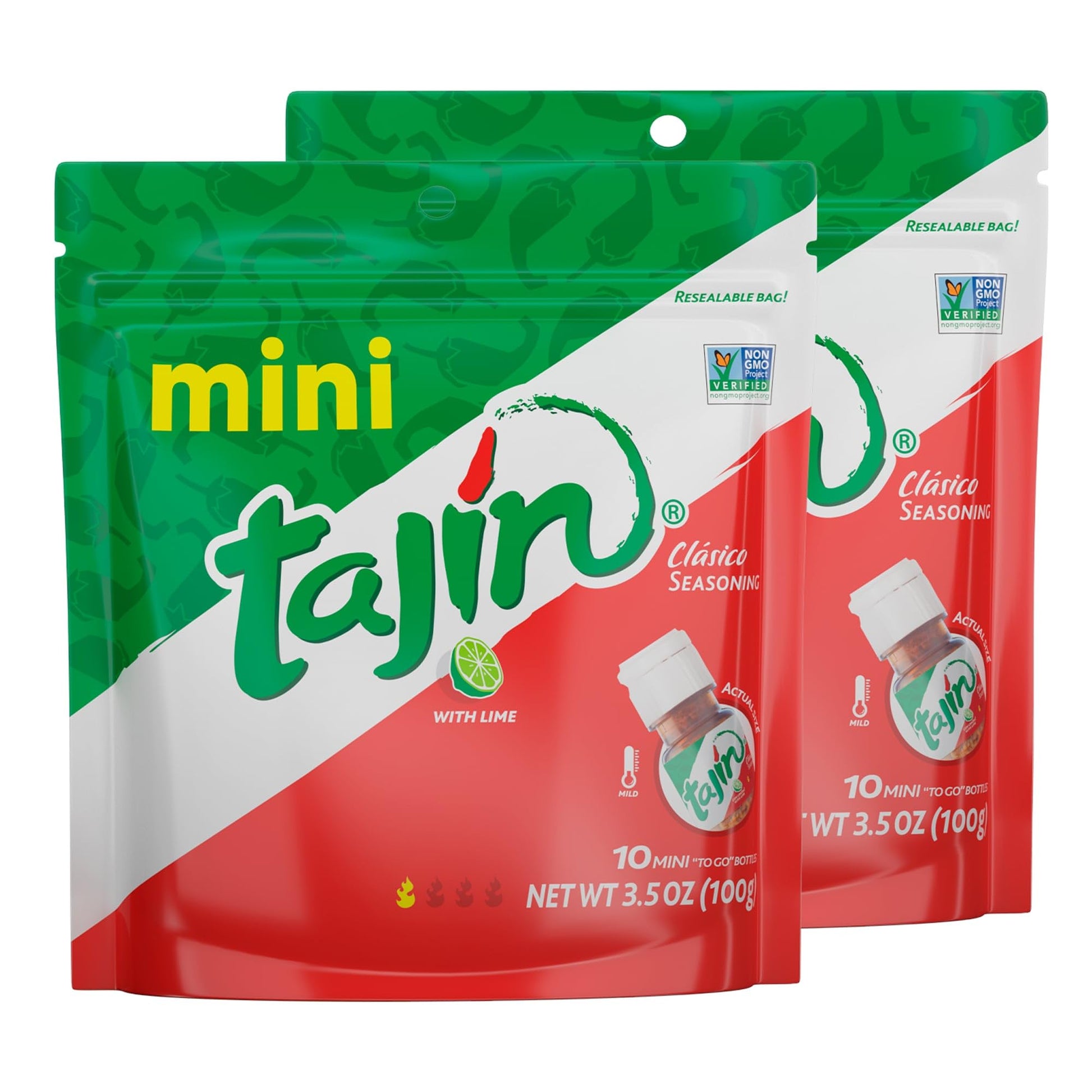 Tajin Cl  sico Seasoning Mini Pouch,0.35 Ounce, 10 Mini Bottles (Pack of 2)
