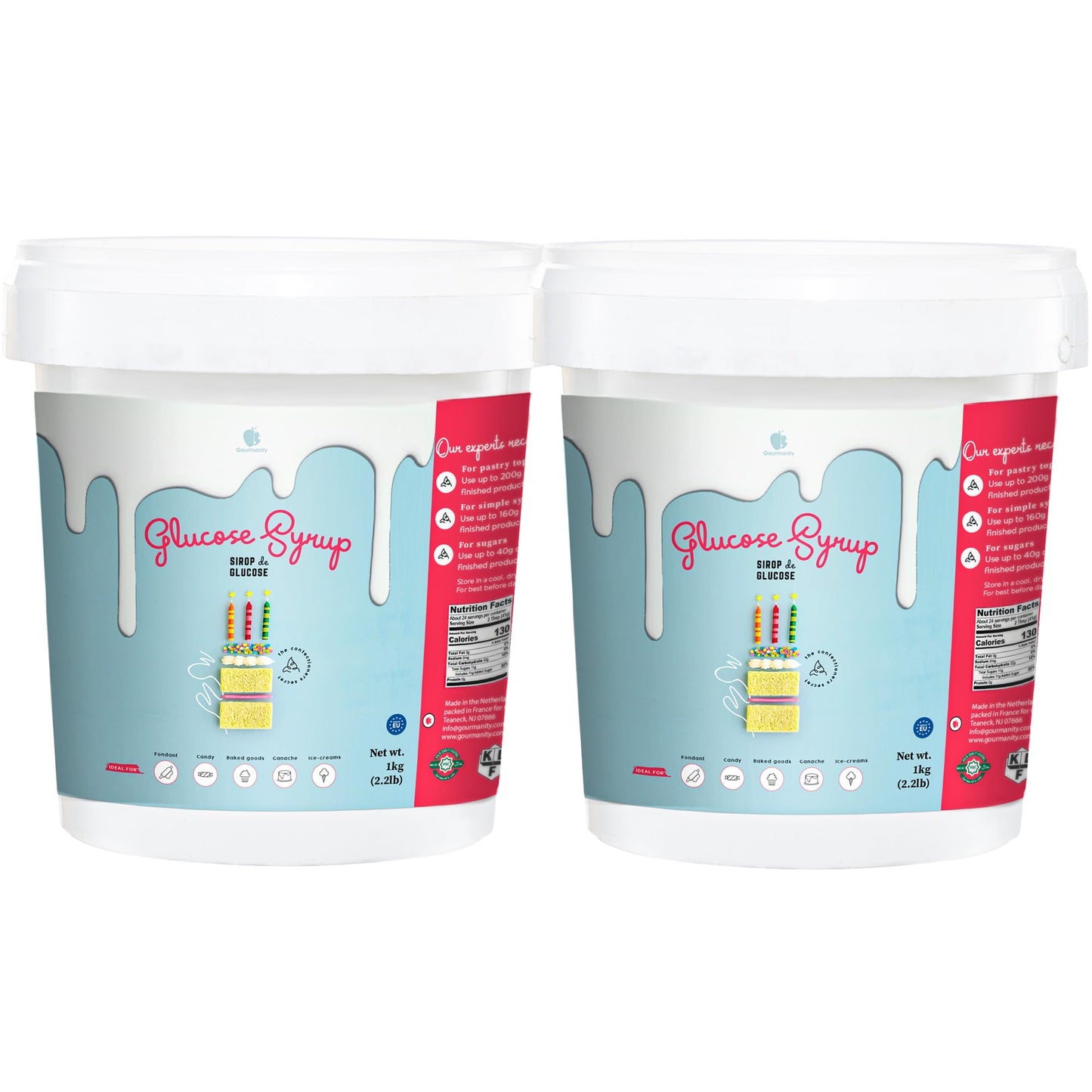 Gourmanity Glucose Syrup, Liquid Glucose for Baking, Pack of 2, 2.2 lb Total