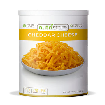 Nutristore Freeze-Dried Cheddar Cheese Shredded  Amazing Taste & Quality  Perfect For Snacking, Backpacking, Camping, Or Home Me