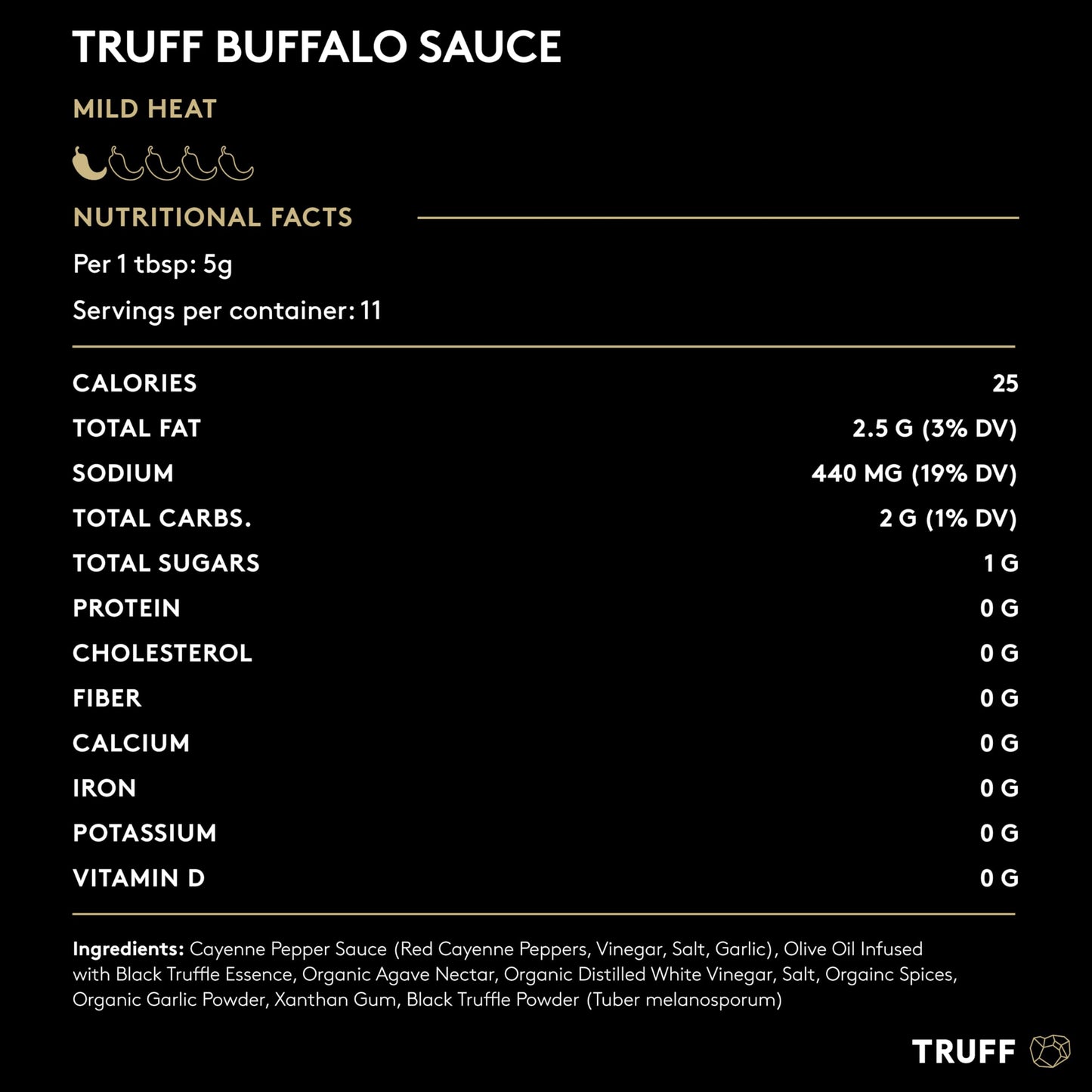 Truff Buffalo Sauce, Gourmet Hot Sauce With Red Cayenne Peppers, Black Truffle Oil, Agave Nectar, Unique Flavor Experience In A Bottle, 6 Oz.