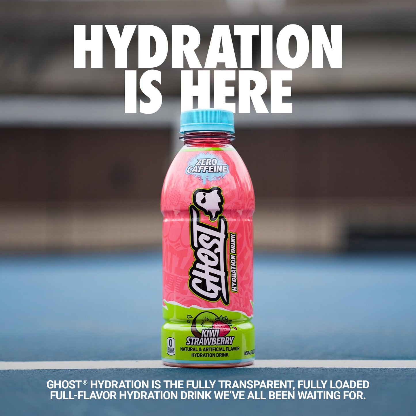 GHOST Hydration Drink, Kiwi Strawberry, Electrolytes, 16.9 Fl Oz, Pack of 12
