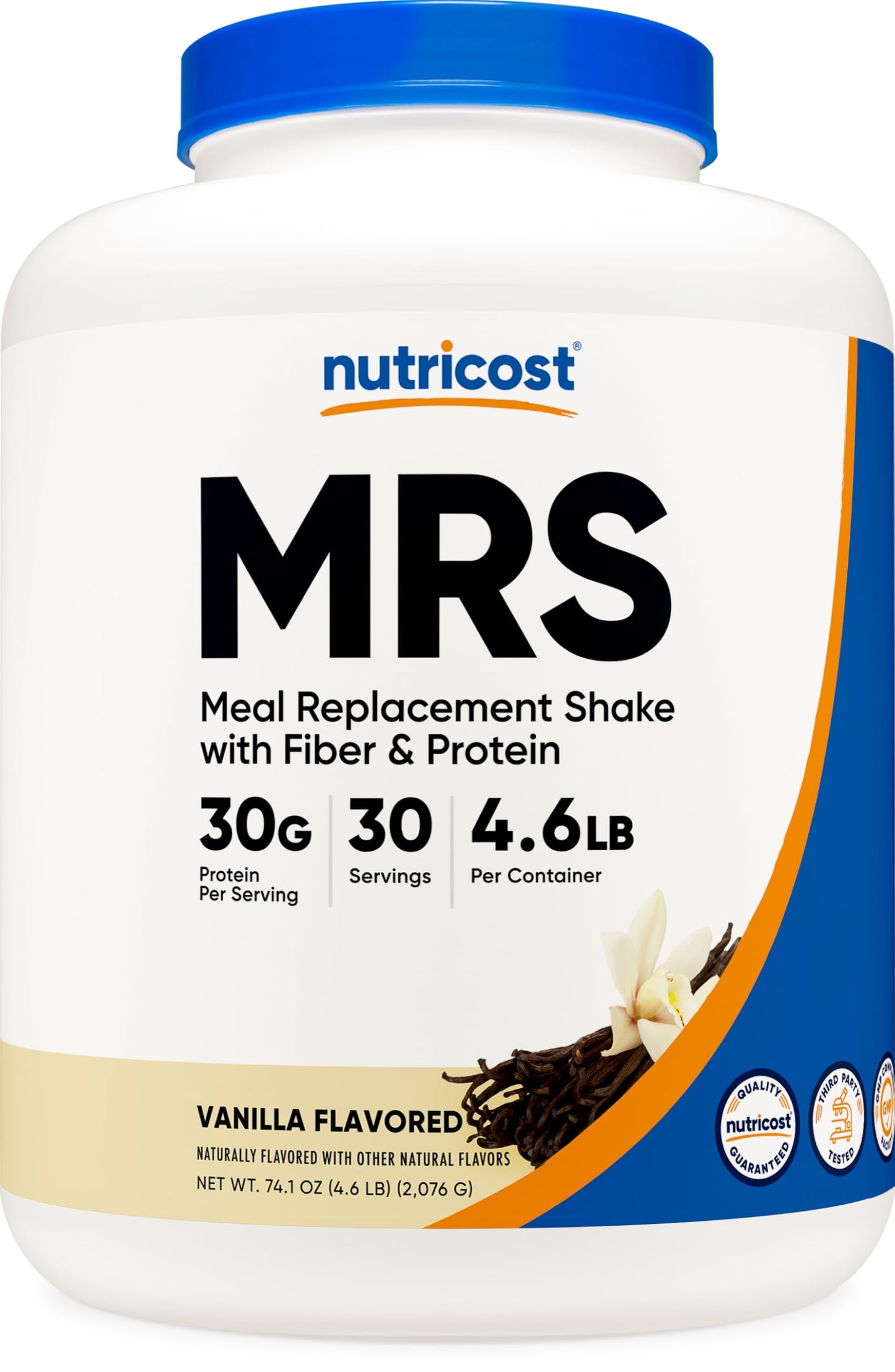 Nutricost Meal Replacement Shake Powder (Vanilla) 4.6 LBS - 30g of Protein with Fiber, GMO-Free, Gluten-Free, 30 Servings