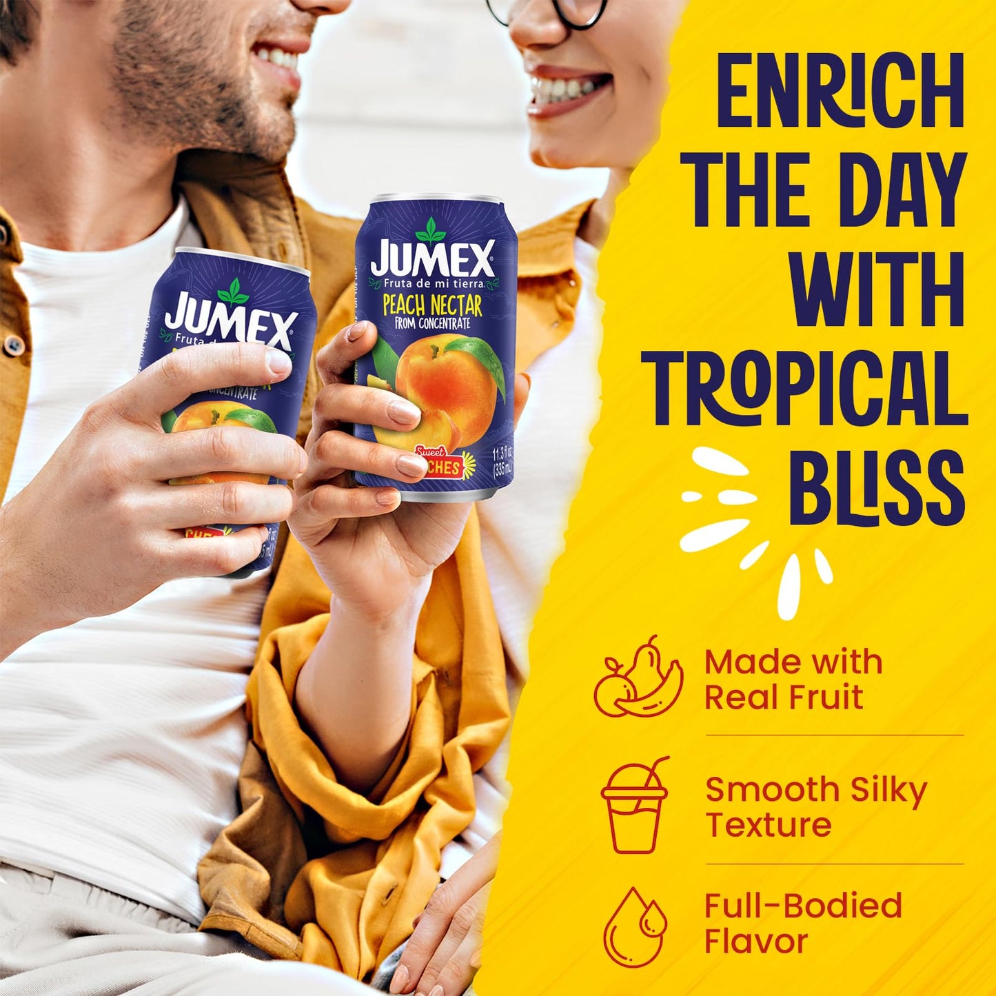 Jumex Peach Nectar | Recyclable Can | 11.3 Fl Oz | Pack of 24 | Non-BPA Lining