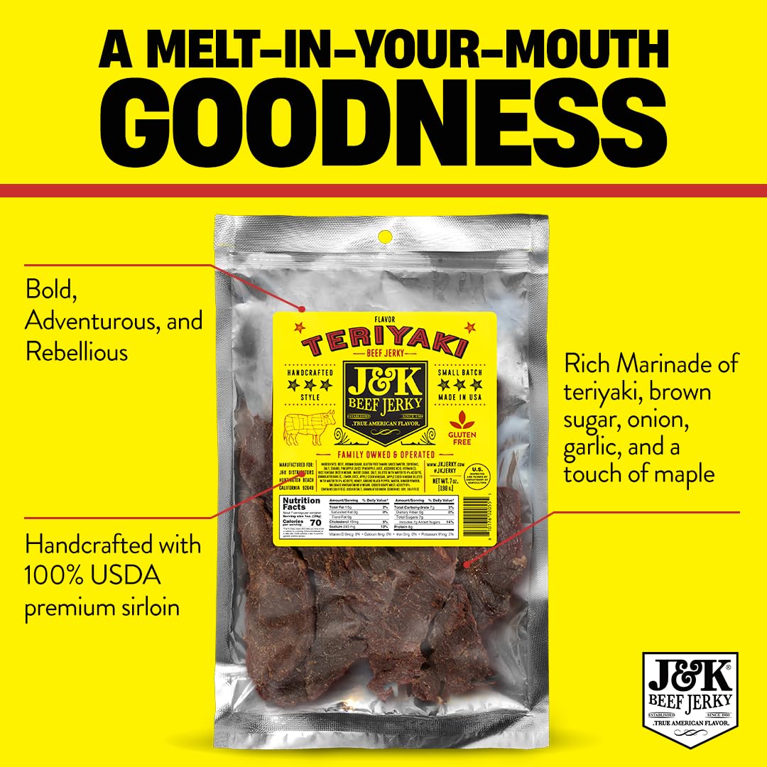 J&K Beef Jerky - Teriyaki Flavor 7Oz