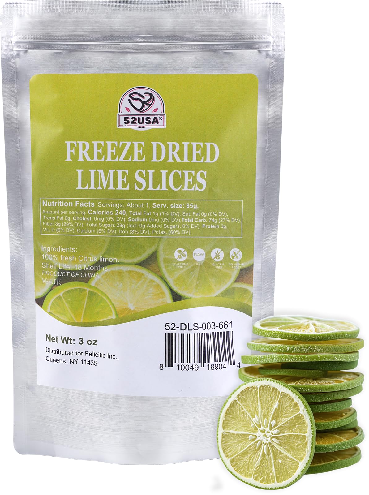 52Usa Freeze Dried Lime – 3Oz – Naturally Preserved, Intense Flavor, Perfect For Cooking, Drinks, And Snacks – No Added Sugar Or Preservatives