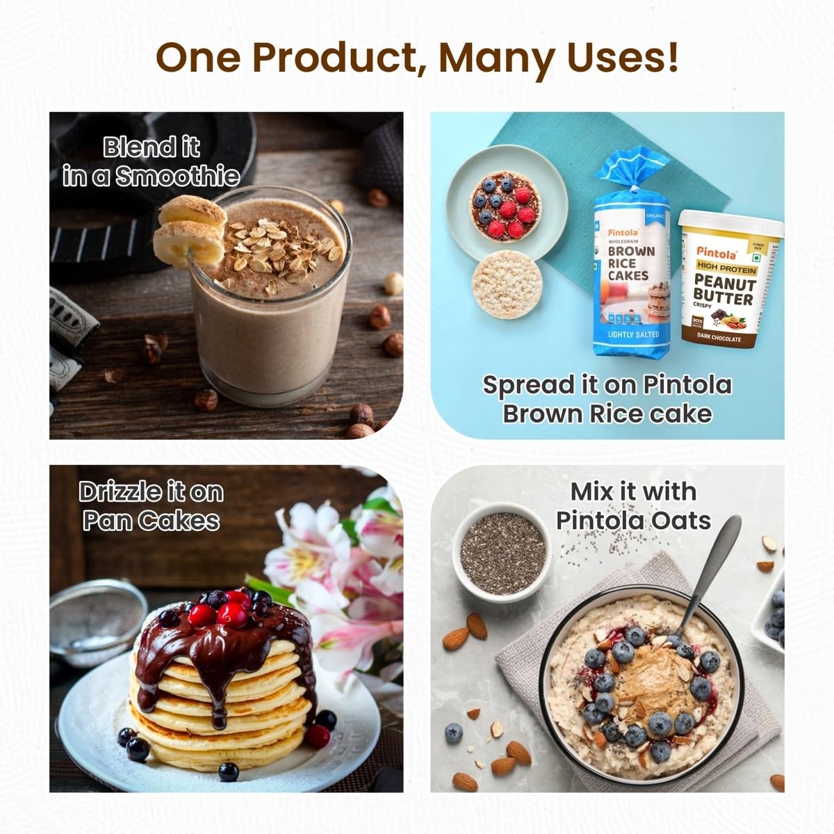 Pintola High Protein Peanut Butter Chocolate Flavour Crunchy 510G, Added Whey Protein, 30G Protein 6.2G Fiber, Gluten Free, Zero