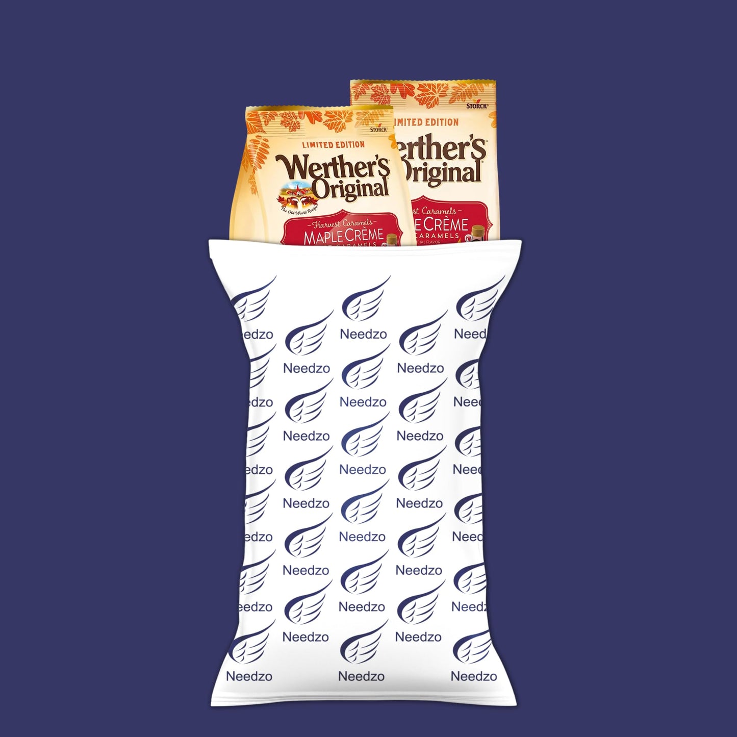 Needzo Werther's Original Harvest Soft Caramel Candies, Maple Crème Filled, 2 Pack, 7.4 Ounces Each, Chewy and Sharable